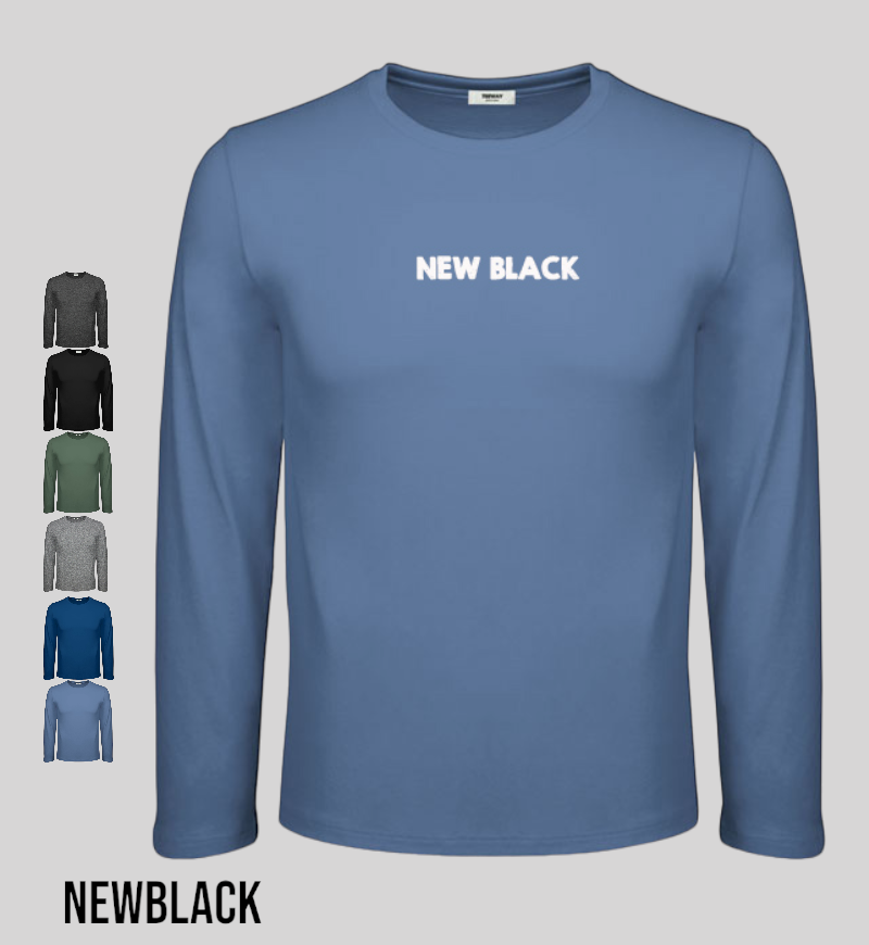 休閒運動純棉100%男長袖薄T (S-2XL) NEWBLACK
