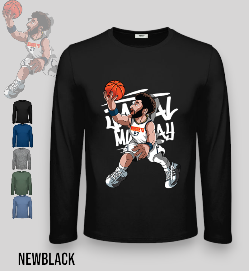 Q版NBA運球純棉吸汗男長袖薄T (S-2XL) NEWBLACK